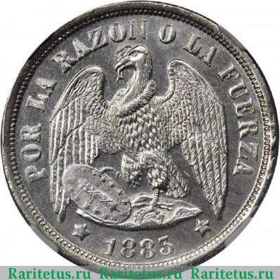 1 песо (peso) 1883 года   Чили