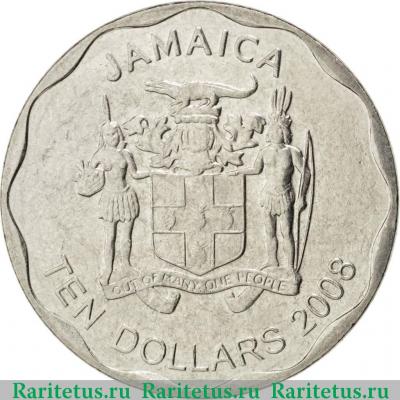 10 долларов (dollars) 2008 года   Ямайка