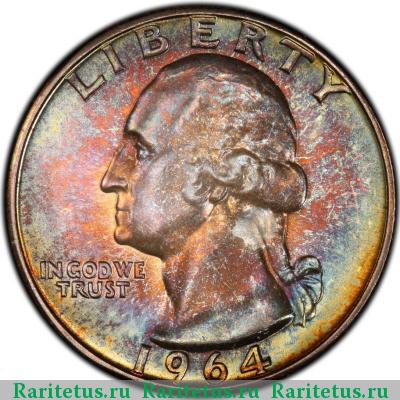 25 центов (квотер, 1/4 доллара, quarter dollar) 1964 года  США