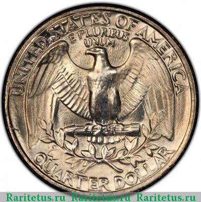 Реверс монеты 25 центов (квотер, 1/4 доллара, quarter dollar) 1983 года P США