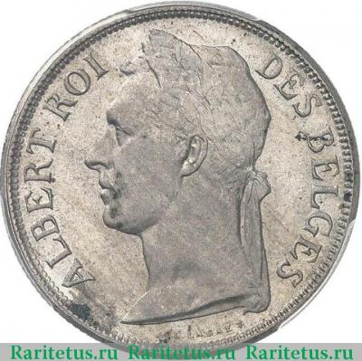 1 франк (franc) 1920 года  BELGES Бельгийское Конго