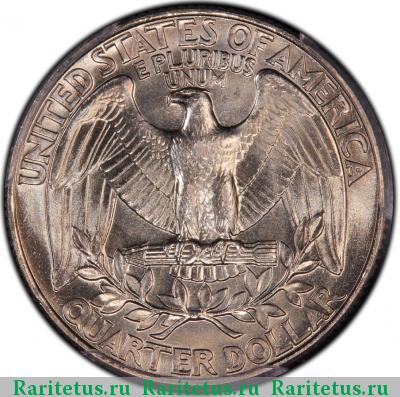 Реверс монеты 25 центов (квотер, 1/4 доллара, quarter dollar) 1987 года P США