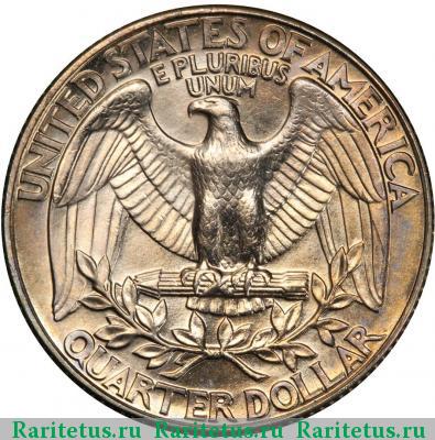 Реверс монеты 25 центов (квотер, 1/4 доллара, quarter dollar) 1989 года D США