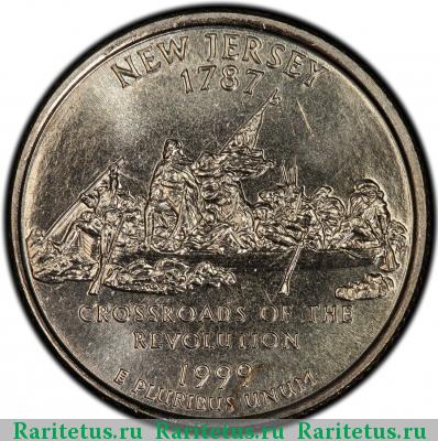Реверс монеты 25 центов (квотер, 1/4 доллара, quarter dollar) 1999 года D США