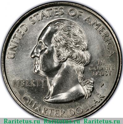 25 центов (квотер, 1/4 доллара, quarter dollar) 1999 года P Коннектикут США