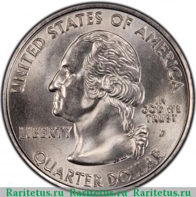 25 центов (квотер, 1/4 доллара, quarter dollar) 2001 года D Нью-Йорк США