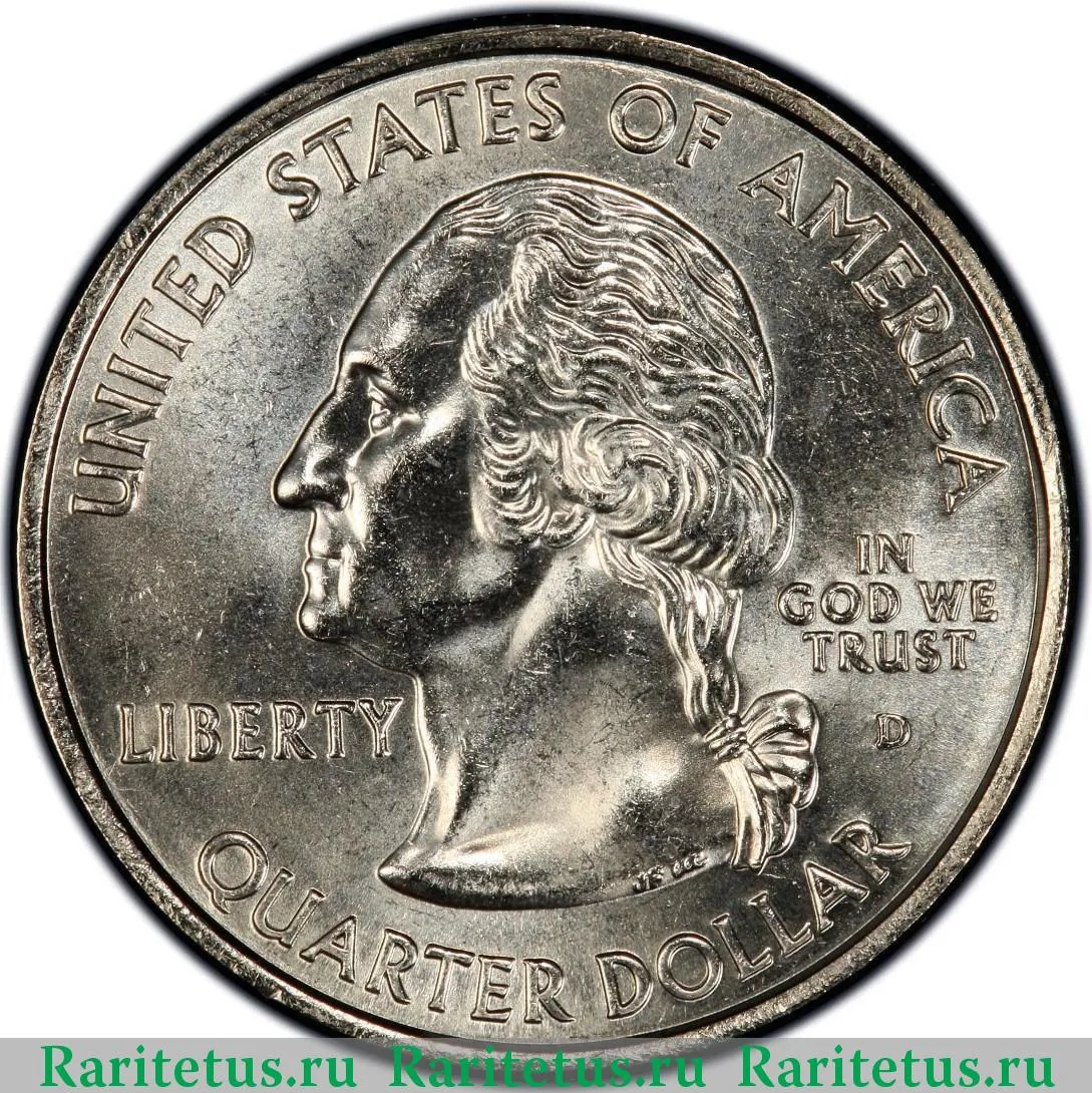 Цена монеты 25 центов (квотер, 1/4 доллара, quarter dollar) 2001 года D,  Кентукки США 