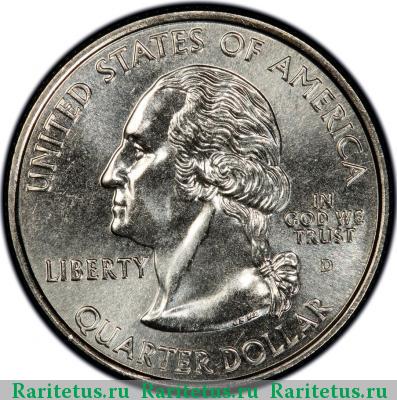 25 центов (квотер, 1/4 доллара, quarter dollar) 2002 года D Индиана США