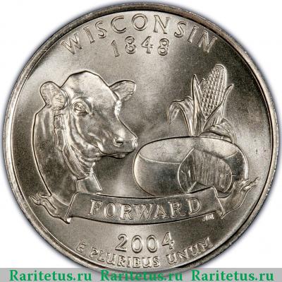 Реверс монеты 25 центов (квотер, 1/4 доллара, quarter dollar) 2004 года P США