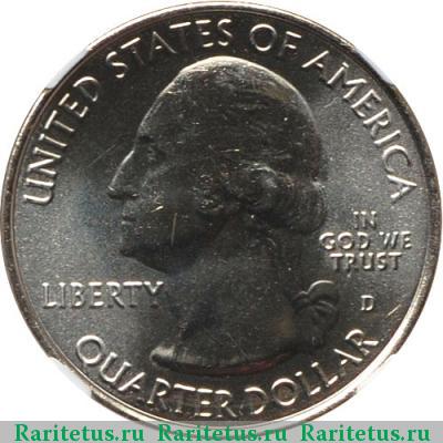 25 центов (квотер, 1/4 доллара, quarter dollar) 2010 года D Йосемити