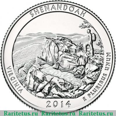 Реверс монеты 25 центов (квотер, 1/4 доллара, quarter dollar) 2014 года D США