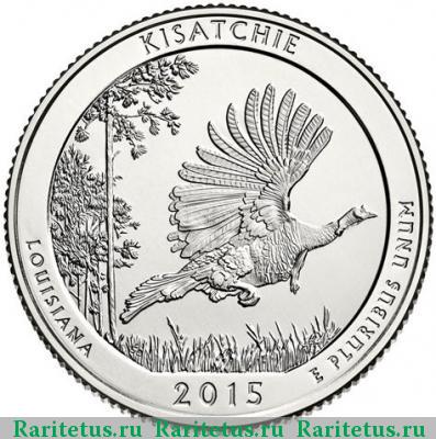 Реверс монеты 25 центов (квотер, 1/4 доллара, quarter dollar) 2015 года S Кисатчи США proof