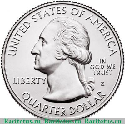 25 центов (квотер, 1/4 доллара, quarter dollar) 2016 года S Камберленд-Гэп США proof