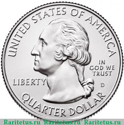 25 центов (квотер, 1/4 доллара, quarter dollar) 2016 года D форт Молтри США