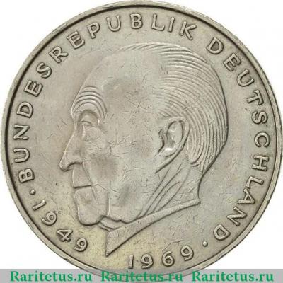 Реверс монеты 2 марки (deutsche mark) 1973 года D  Германия