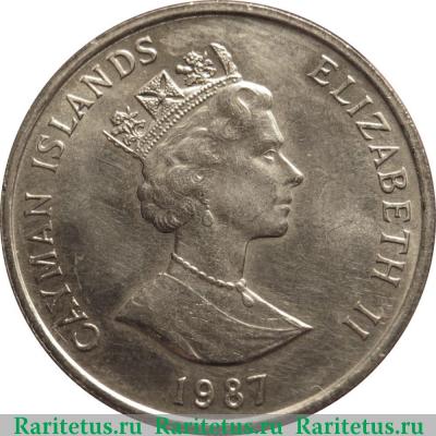 25 центов (cents) 1987 года   Каймановы острова