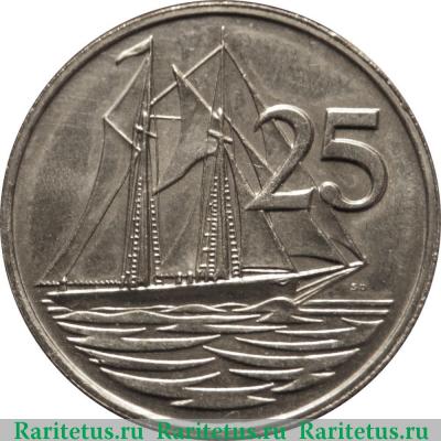 Реверс монеты 25 центов (cents) 1987 года   Каймановы острова