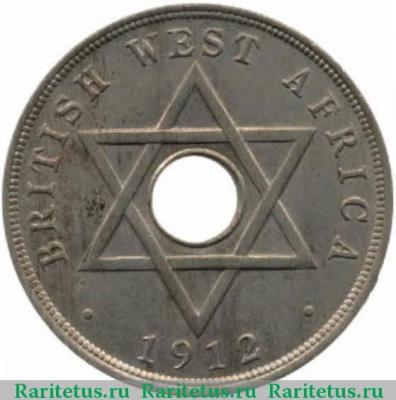 Реверс монеты 1 пенни (penny) 1912 года   Британская Западная Африка