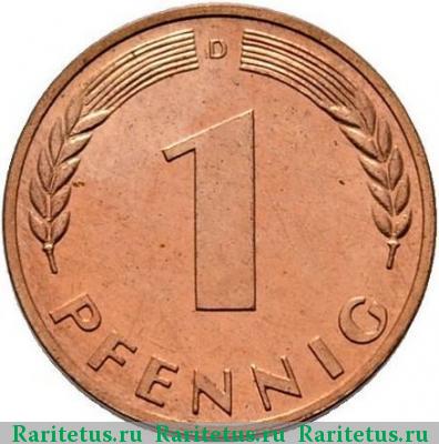 Реверс монеты 1 пфенниг (pfennig) 1949 года D 