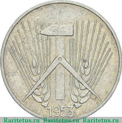 Реверс монеты 1 пфенниг (pfennig) 1953 года E 