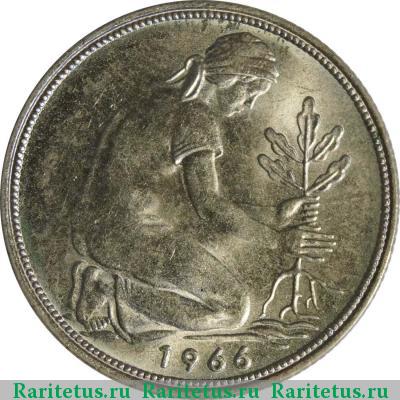Реверс монеты 50 пфеннигов (pfennig) 1966 года F 