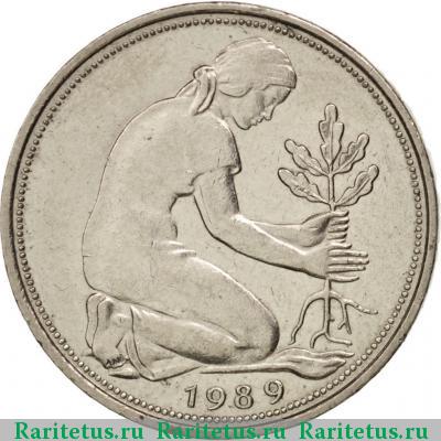 Реверс монеты 50 пфеннигов (pfennig) 1989 года G 