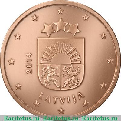 2 евро цента (евроцента, euro cent) 2014 года   Латвия