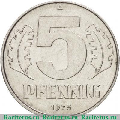 Реверс монеты 5 пфеннигов (pfennig) 1975 года А 
