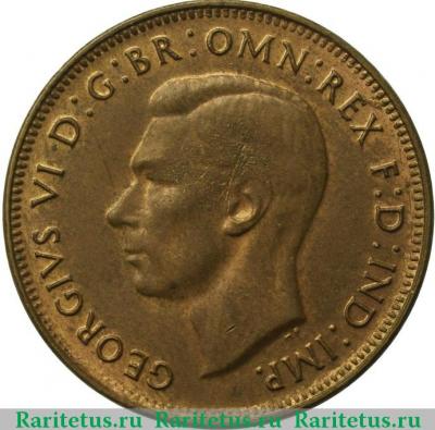 1/2 пенни (penny) 1943 года   Австралия