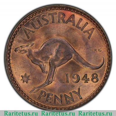 Реверс монеты 1 пенни (penny) 1948 года   Австралия