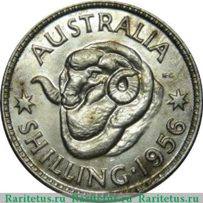Реверс монеты 1 шиллинг (shilling) 1956 года   Австралия