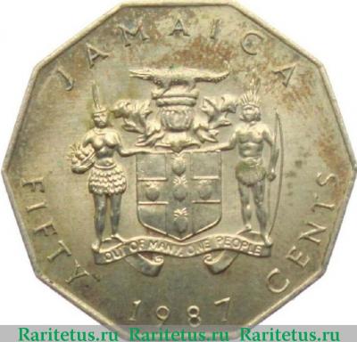 50 центов (cents) 1987 года   Ямайка