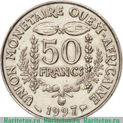 Реверс монеты 50 франков (francs) 1997 года   Западная Африка (BCEAO)