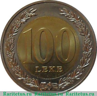 Реверс монеты 100 леков (leke) 2000 года  