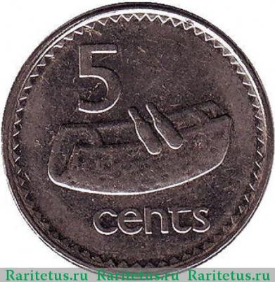 Реверс монеты 5 центов (cents) 1998 года   Фиджи
