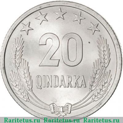 Реверс монеты 20 киндарок (qindarka) 1964 года  