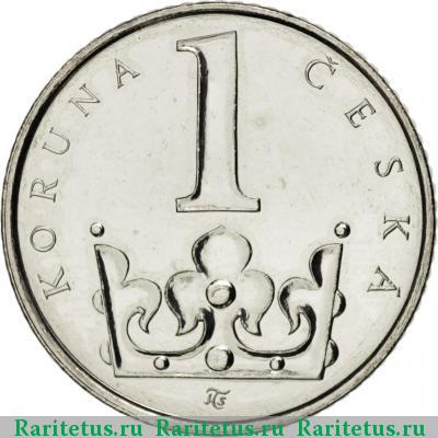 Реверс монеты 1 крона (koruna) 2003 года  Чехия