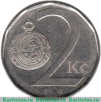 Реверс монеты 2 кроны (koruny) 2007 года  