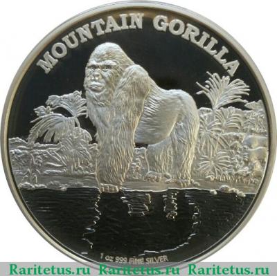 Реверс монеты 2 доллара (dollars) 2015 года  горилла Ниуэ proof