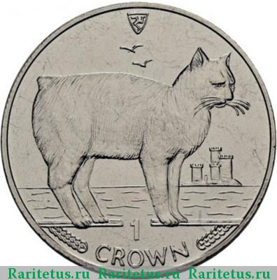 Реверс монеты 1 крона (crown) 1988 года  Остров Мэн