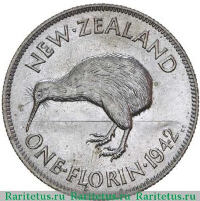 Реверс монеты 2 шиллинга (florin, shillings) 1942 года   Новая Зеландия
