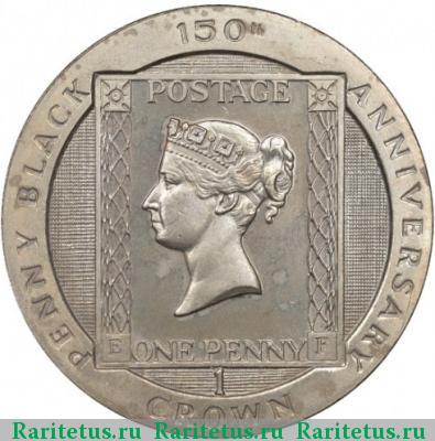 Реверс монеты 1 крона (crown) 1990 года  Чёрный пенни Остров Мэн