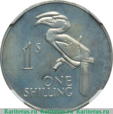 Реверс монеты 1 шиллинг (shilling) 1964 года   Замбия
