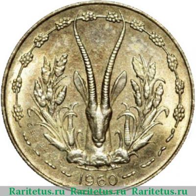 5 франков (francs) 1960 года   Западная Африка (BCEAO)