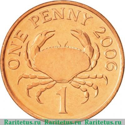 Реверс монеты 1 пенни (penny) 2006 года  Гернси
