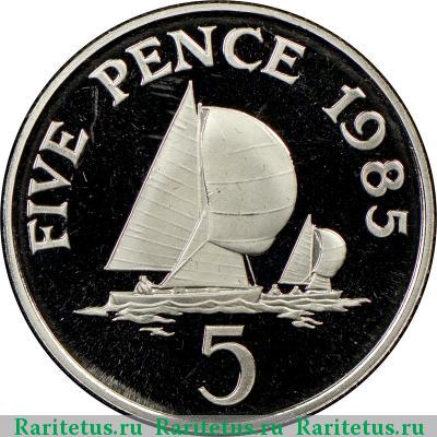 Реверс монеты 5 пенсов (pence) 1988 года  Гернси