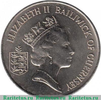 10 пенсов (pence) 1986 года  Гернси