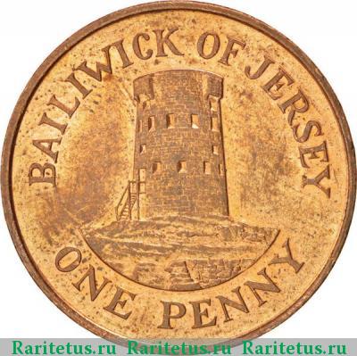Реверс монеты 1 пенни (penny) 1986 года  Джерси