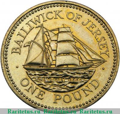 Реверс монеты 1 фунт (pound) 1993 года  Джерси