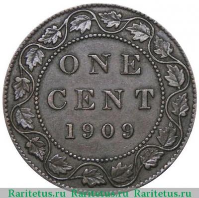 Реверс монеты 1 цент (cent) 1909 года   Канада